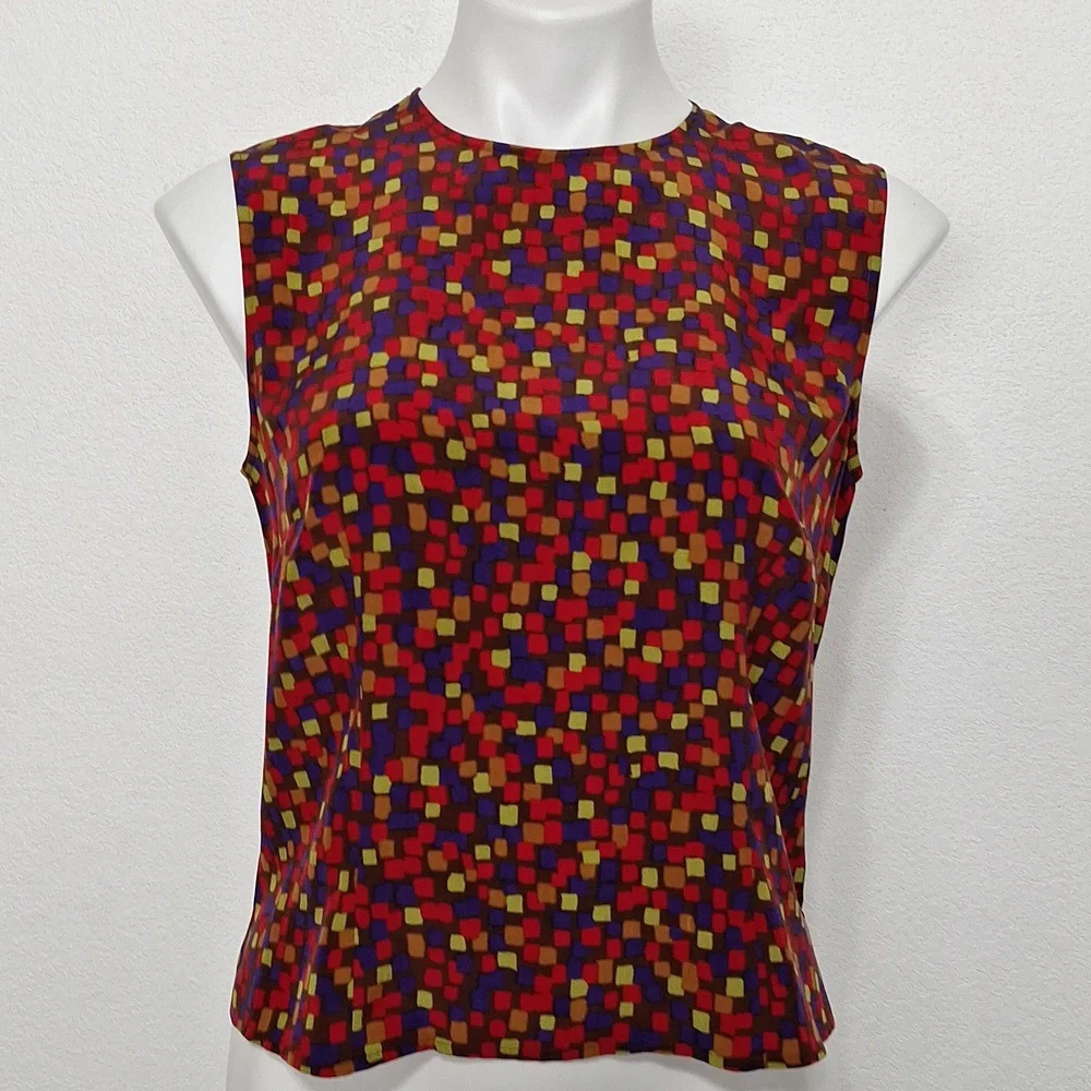 City Silk Preppy Career Wear Silk Business Casual Classic Blouse Size S